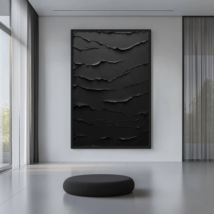 Black Minimalist Textured Art Framed Canvas