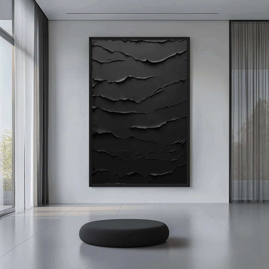 Black Minimalist Textured Art Digital Print