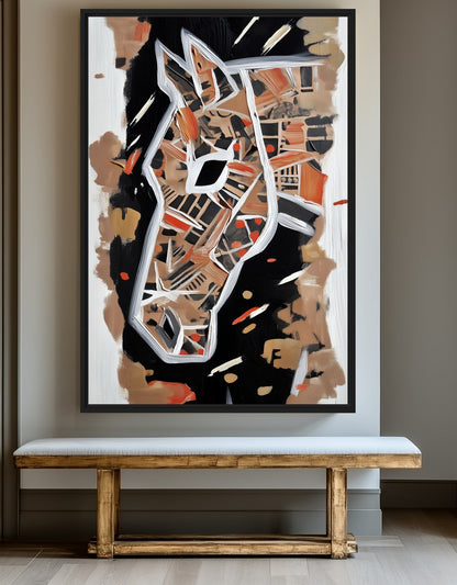 Horse Abstract Art Framed Canvas - PaintFu