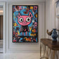 Pig Graffiti Art Framed Canvas