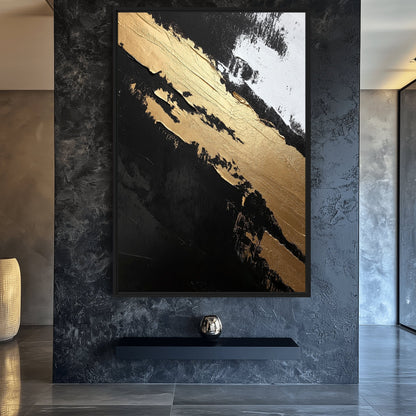 Black Gold White Abstract Art Digital Print