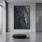 Black Impasto Art Framed Canvas