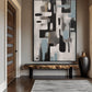 Grey Black Blue Modern Art Framed Canvas