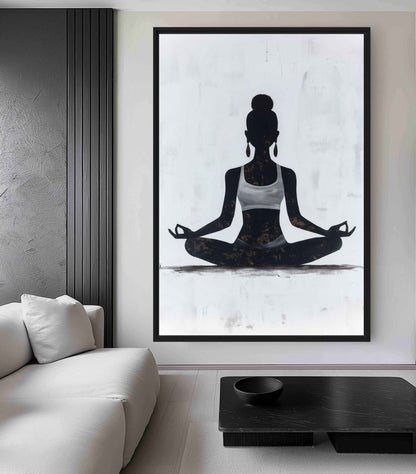 Woman Meditating Mindfulness Art Framed Canvas - PaintFu