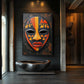 Tribal Mask African Folk Art Framed Canvas