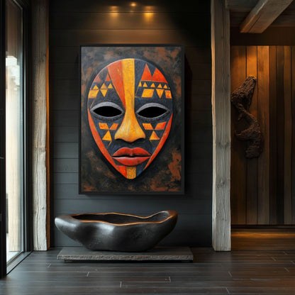 Tribal Mask African Folk Art Canvas Print Detail | PaintFu