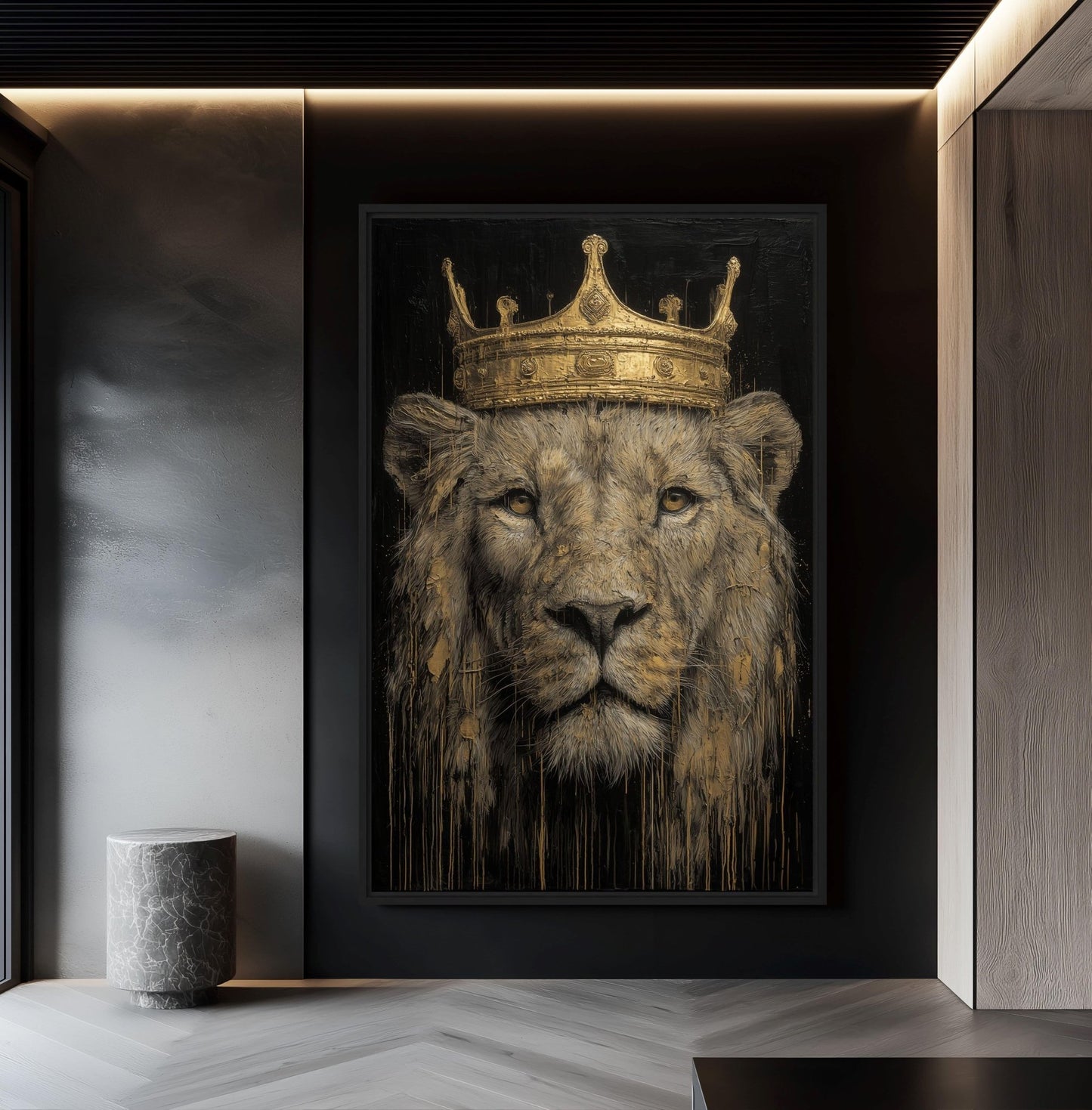 Crowned Lion Trendy Art Framed Canvas