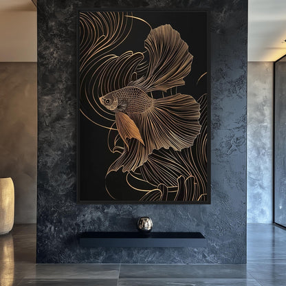 Gold Fish Line Art Digital Print