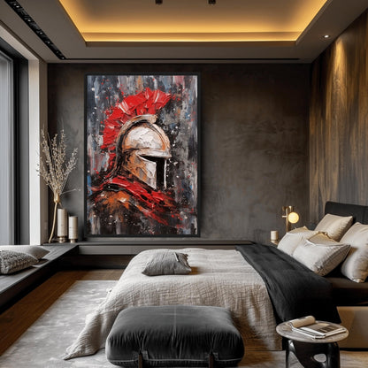 Spartan Helmet Modern Art Framed Canvas