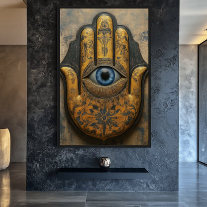 Hamsa Hand Religious Art Framed Canvas