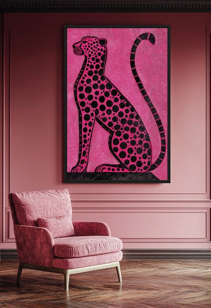 Pink Cheetah Trendy Art Framed Canvas - PaintFu