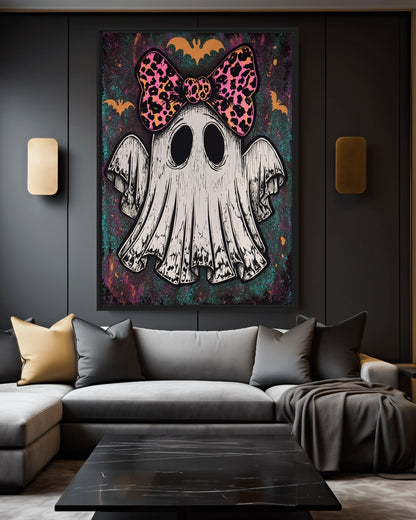 Cute Girl Ghost Halloween Art Canvas Print Detail | PaintFu