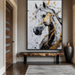 White Horse Abstract Art Framed Canvas - PaintFu