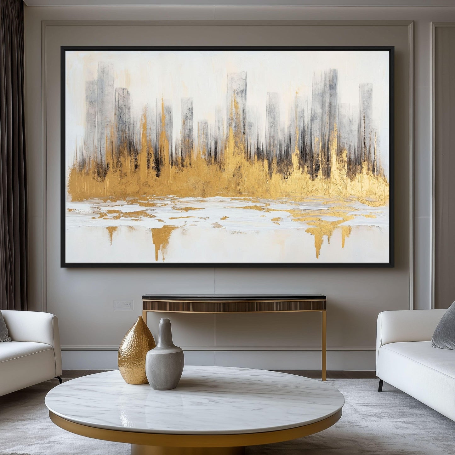Cityscape Abstract Art Framed Canvas