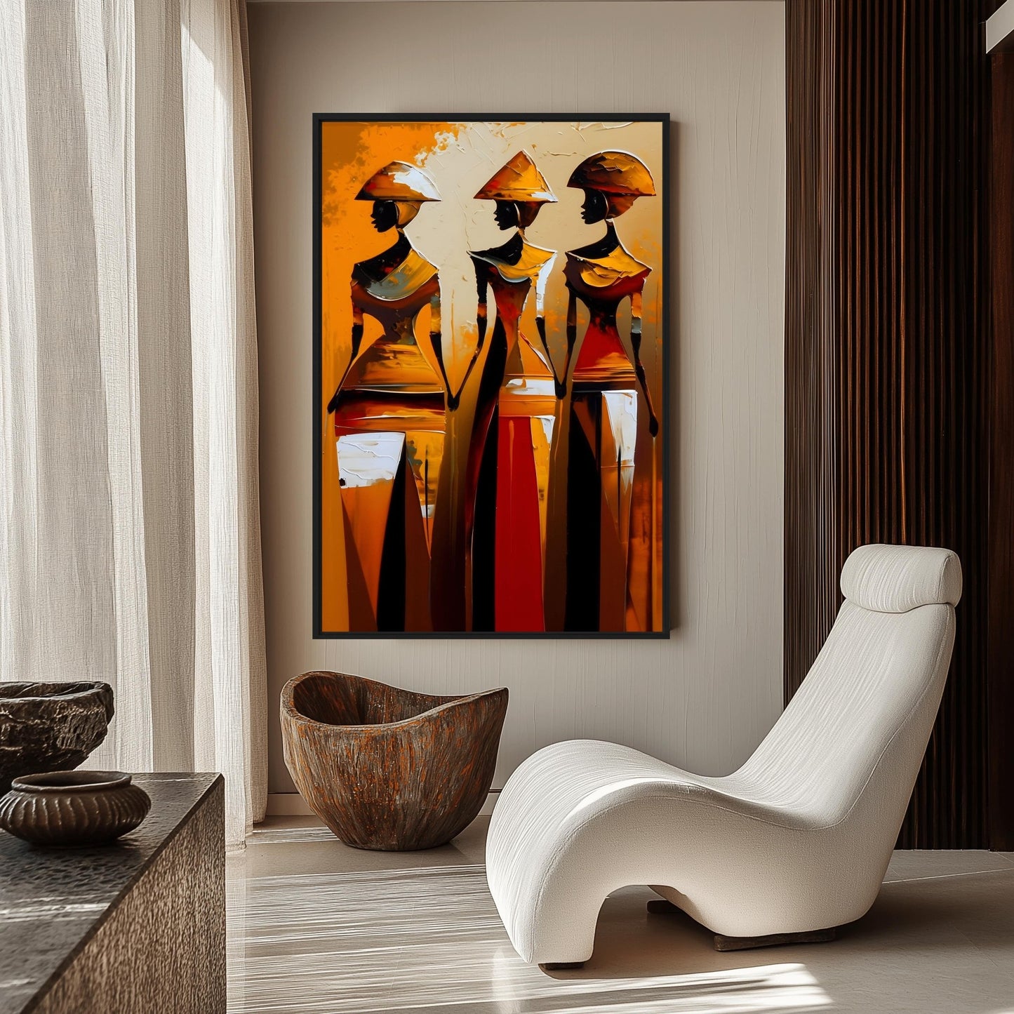 African Women Abstract Art Framed Canvas