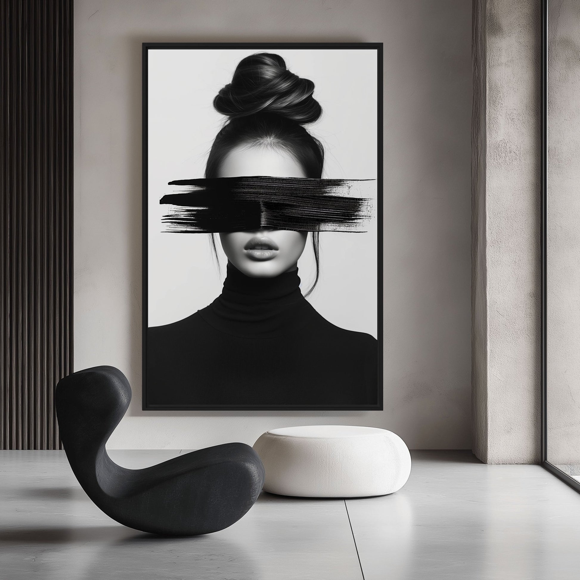 Woman Portrait Minimalist Art Framed Canvas