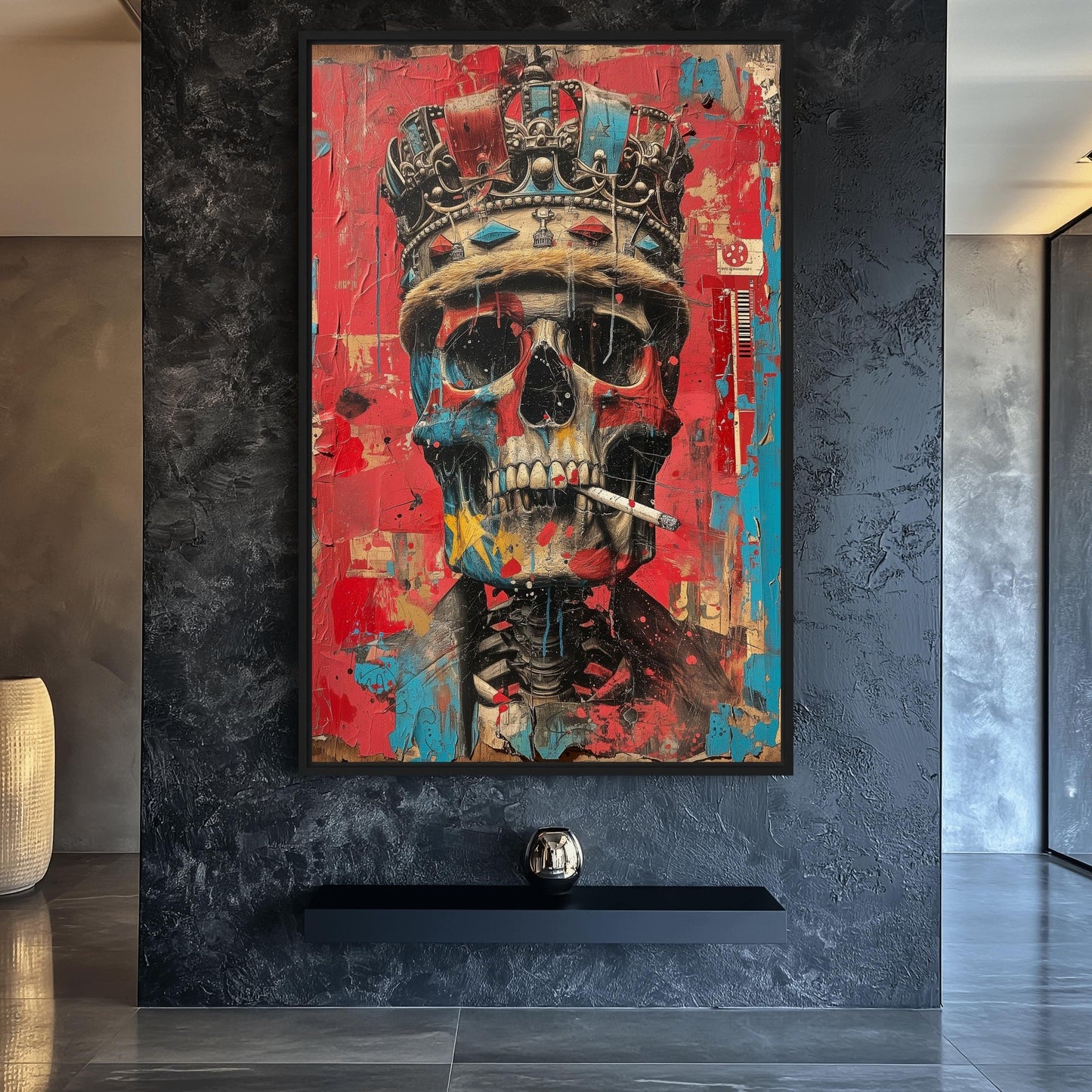 Skull In Crown Surreal Art Framed Canvas