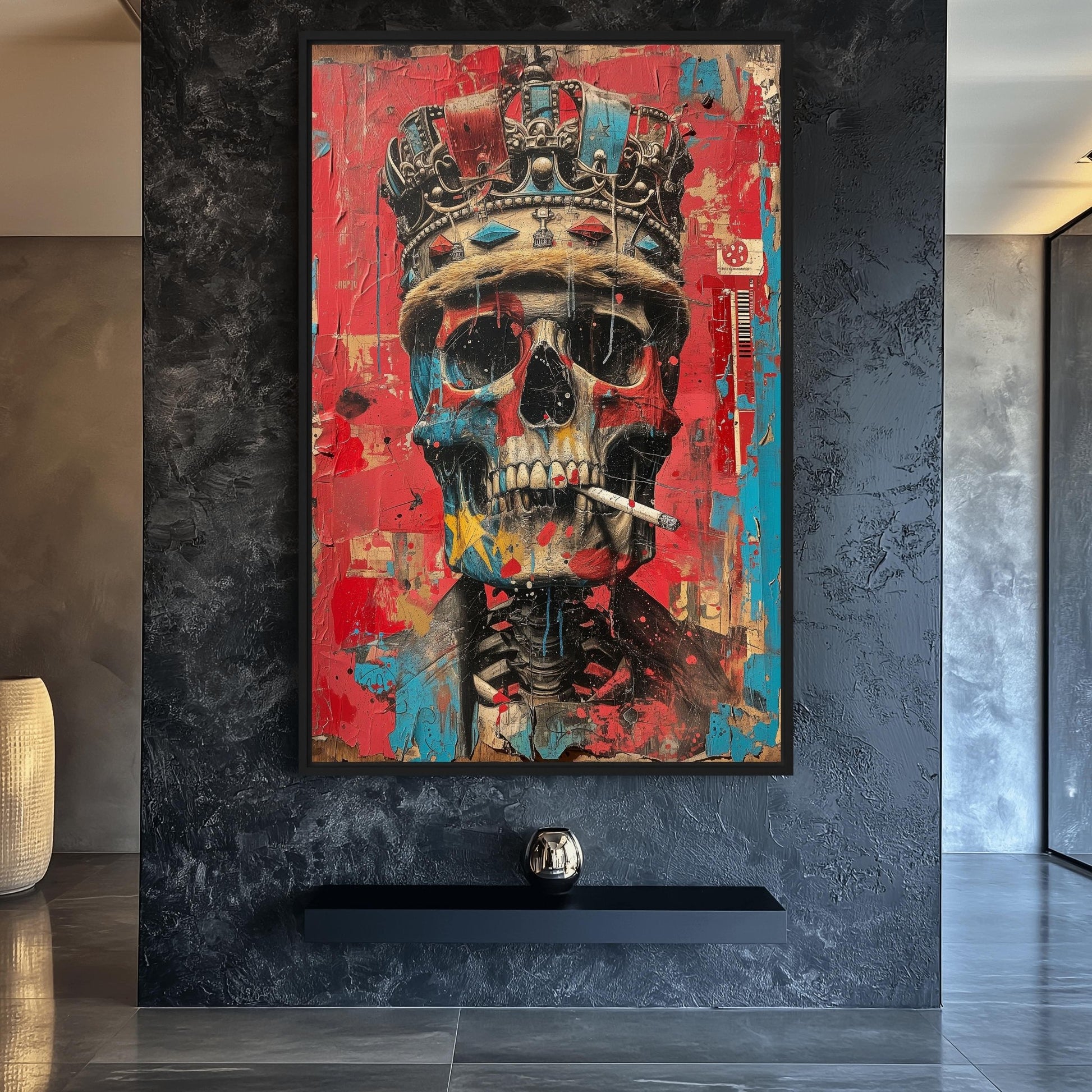 Skull In Crown Surreal Art Framed Canvas
