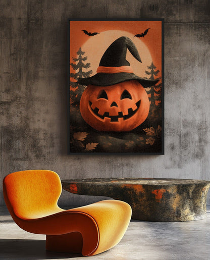 Halloween Pumpkin Framed Canvas - PaintFu