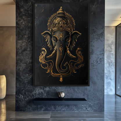 Lord Ganesha Modern Art Framed Canvas