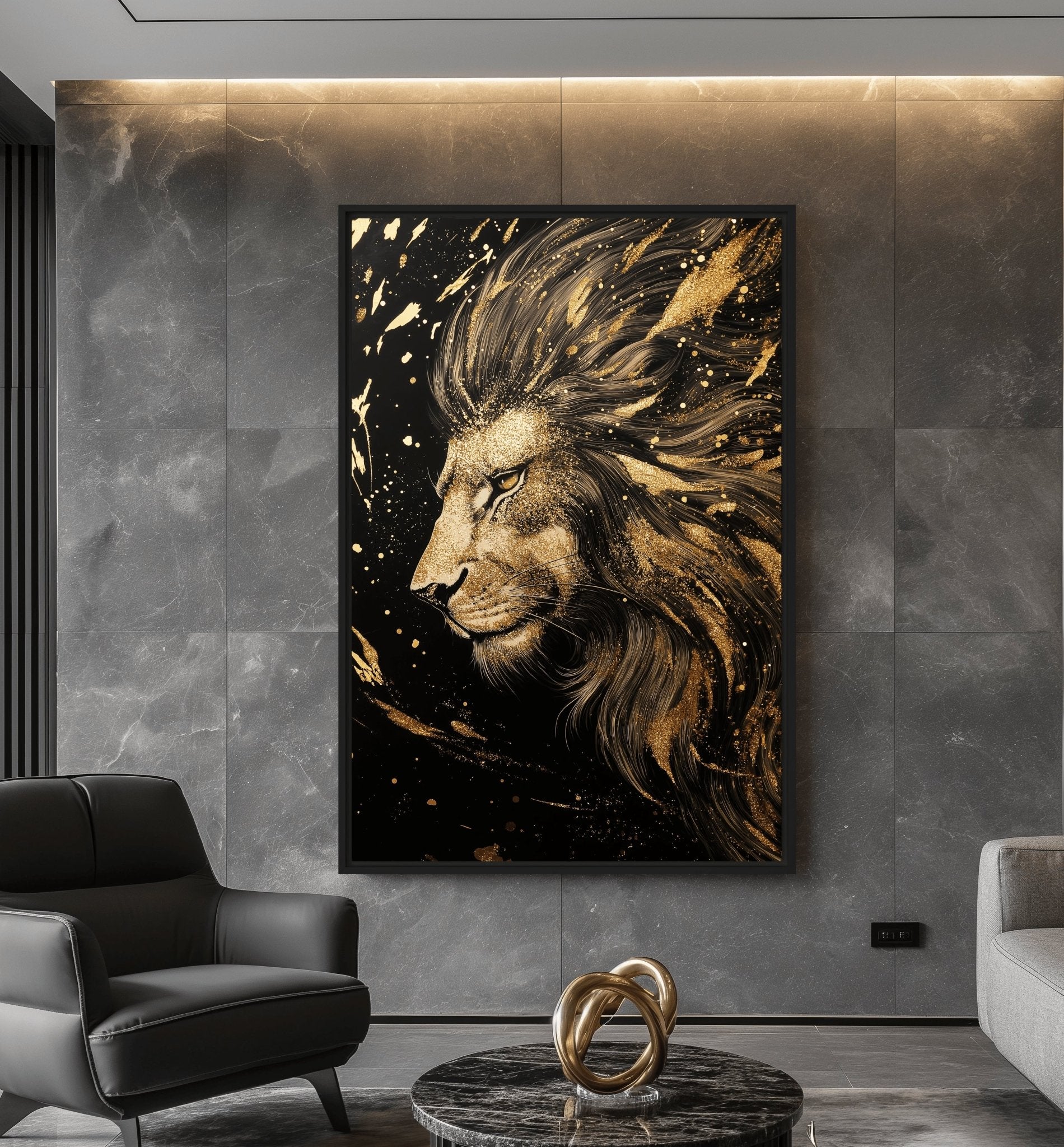 Golden Majestic Lion Art Digital Print