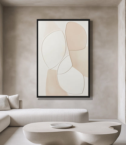 Minimalist Beige Abstract Art Framed Canvas - PaintFu