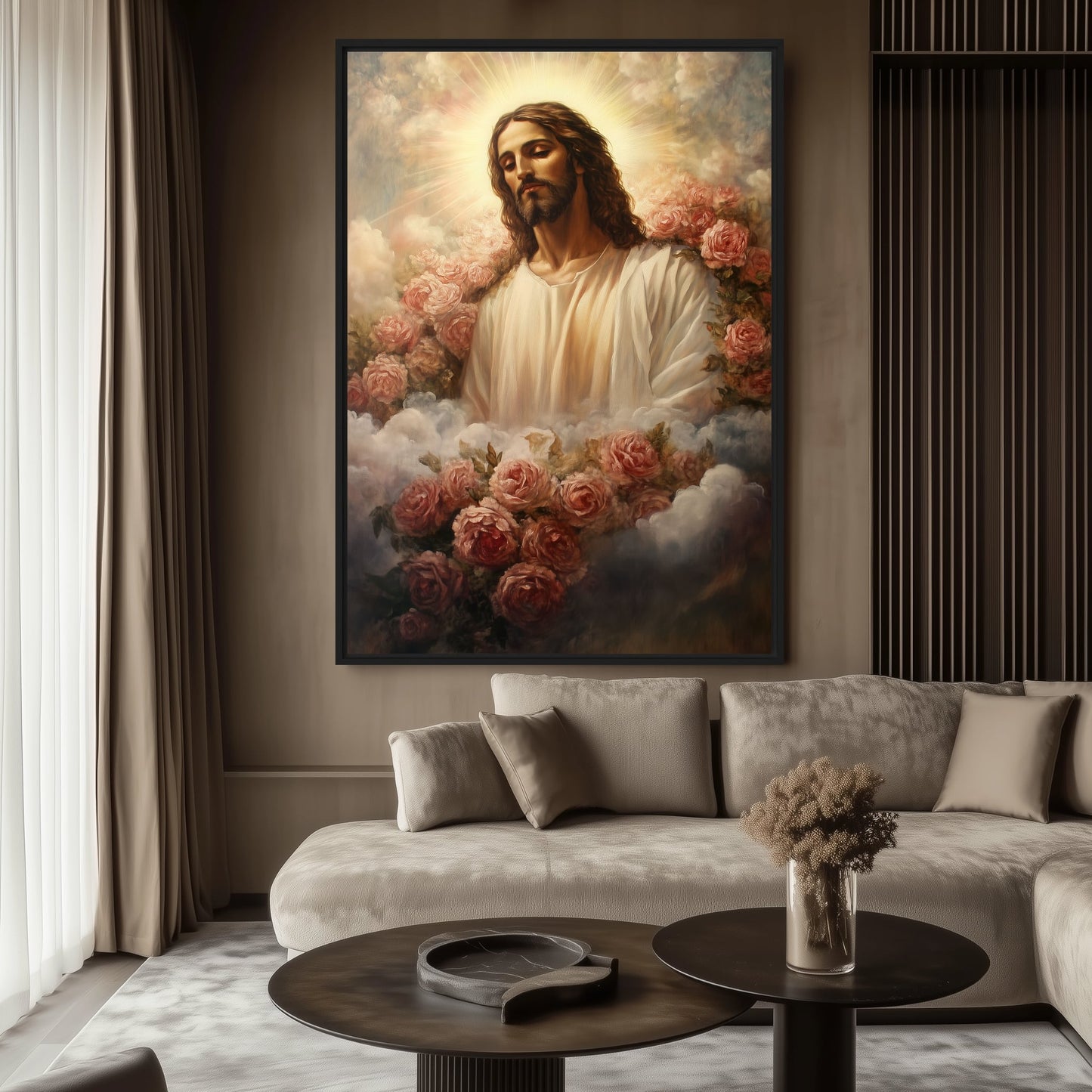 Jesus Christ Among Flowers Religious Art Digital Print