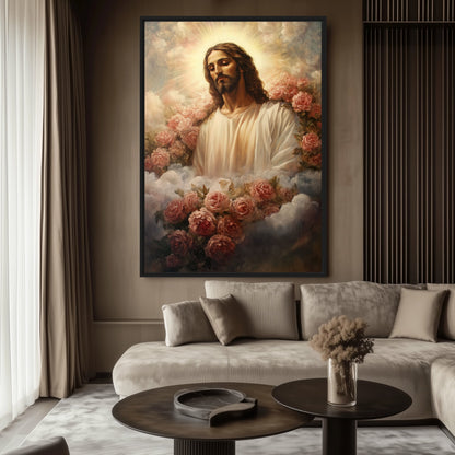 Jesus Christ Among Flowers Religious Art Digital Print