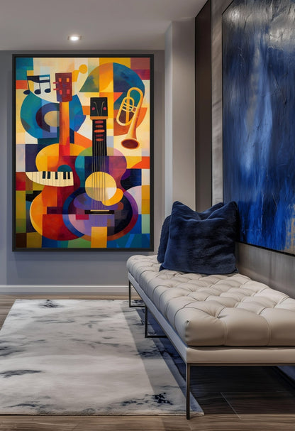 Abstract Music Art Framed Canvas - PaintFu