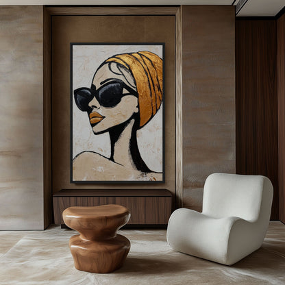 Woman in Sunglasses Fashion Art Framed Canvas