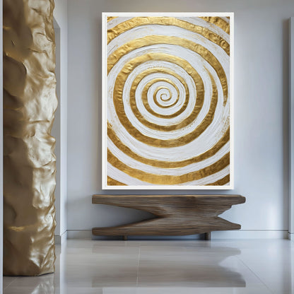 Gold & White Spiral Modern Art Digital Print