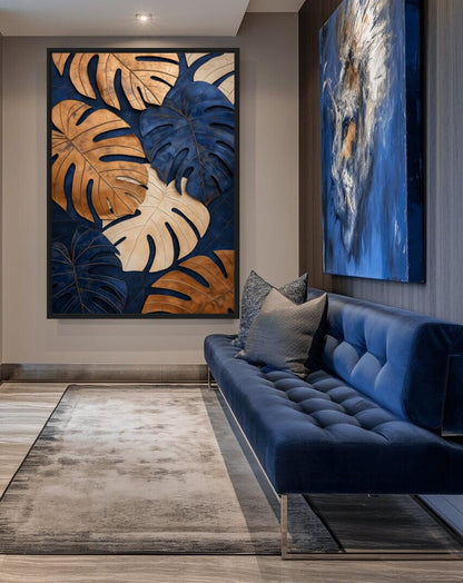 Monstera Leaf Botanical Art Canvas Print Detail | PaintFu