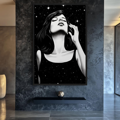 Space Woman Pop Art Framed Canvas