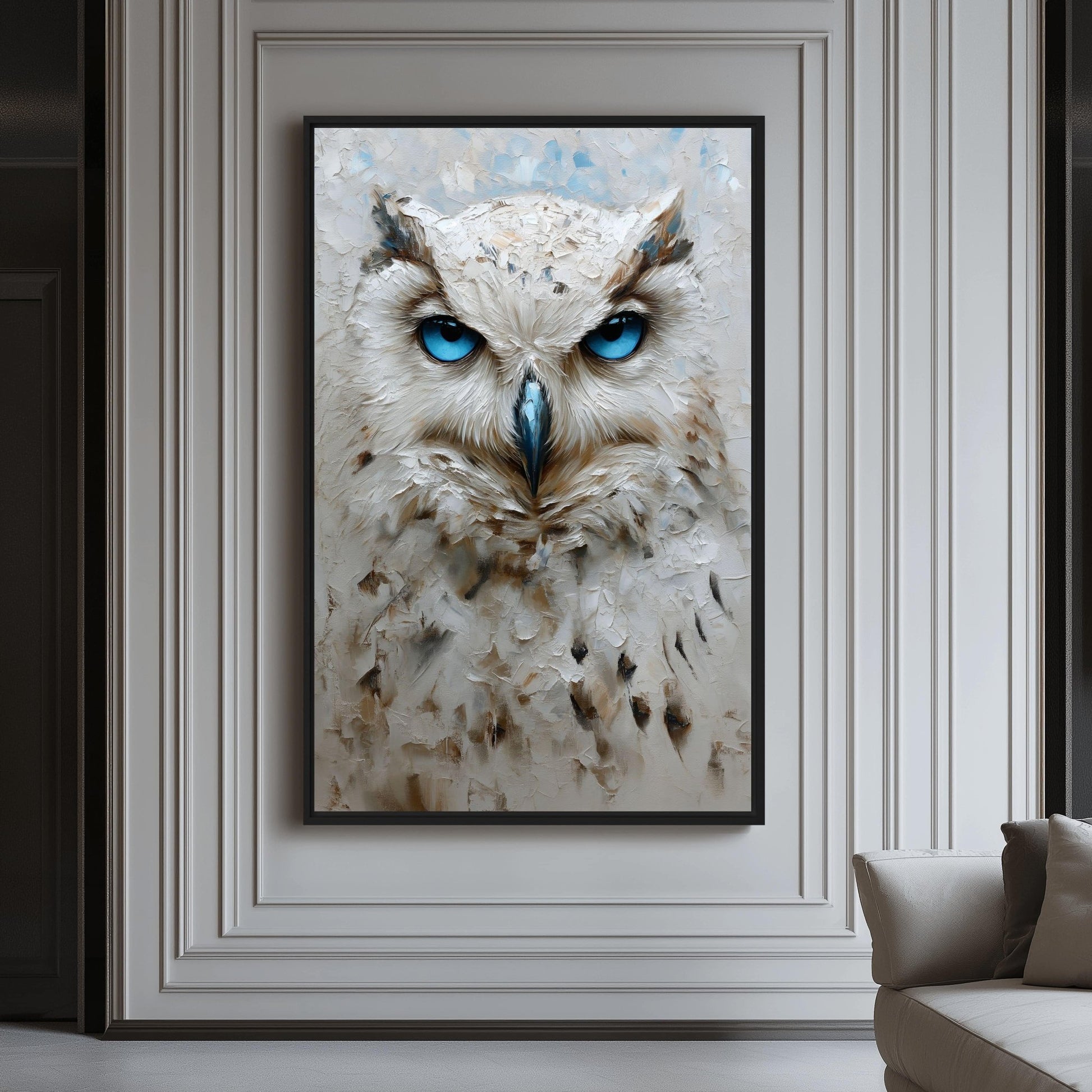 Blue Eyed White Owl Modern Art Digital Print