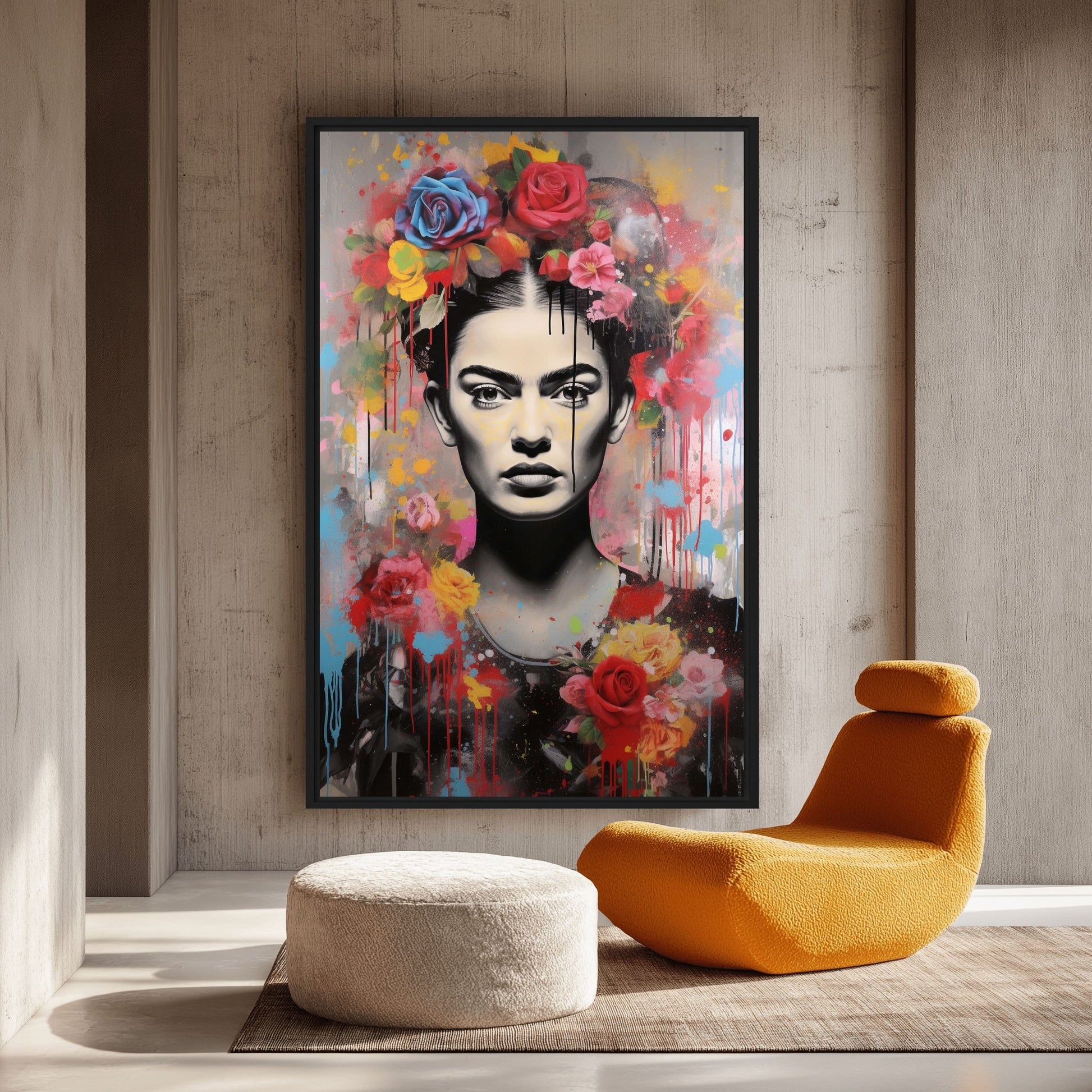 Frida Kahlo Pop Art Framed Canvas