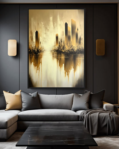 Yellow City Abstract Art Digital Print