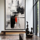 Black White Red Modern Art Framed Canvas