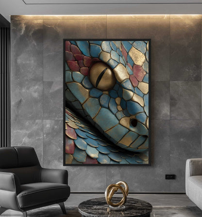 Snake Abstract Wildlife Art Framed Canvas - PaintFu