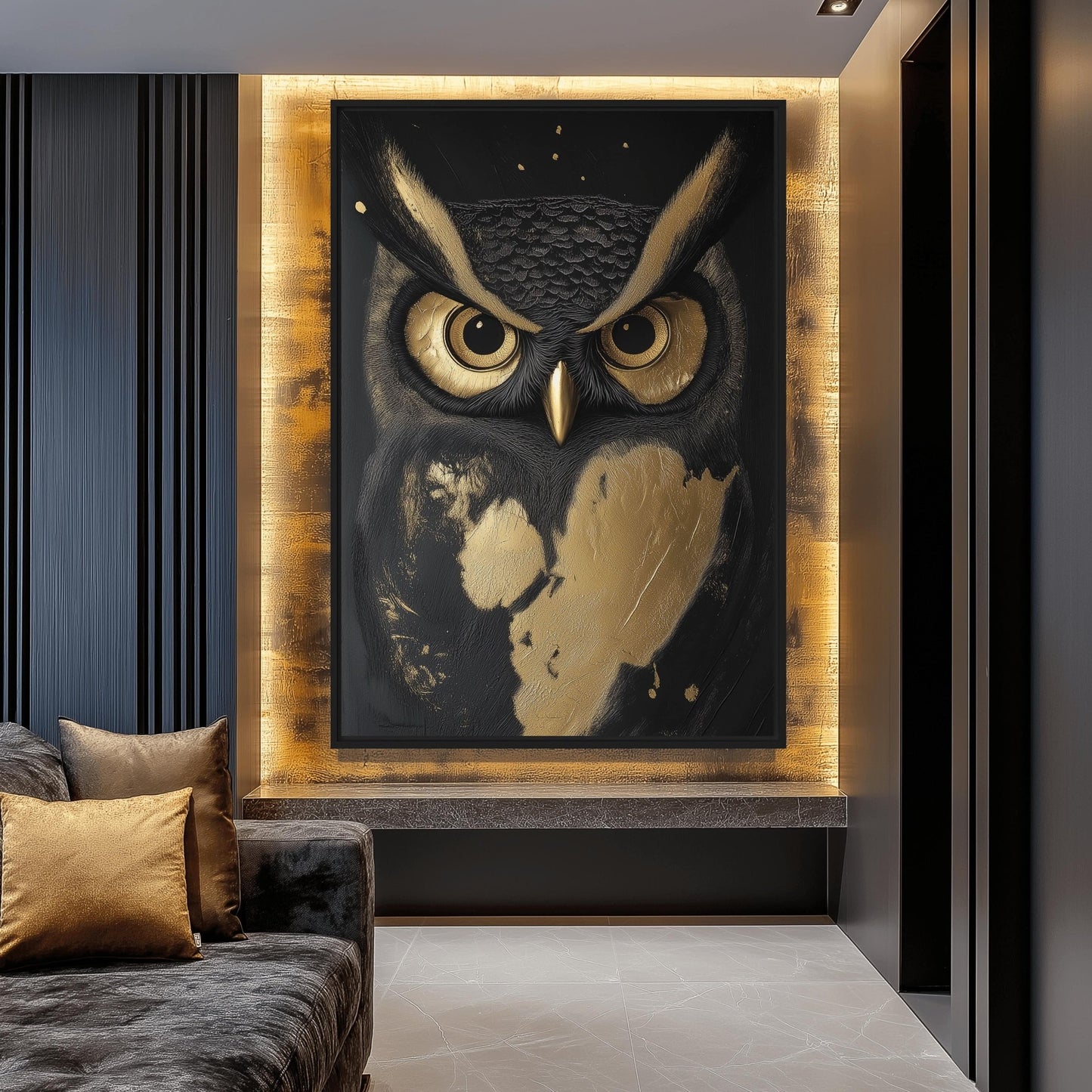 Owl Modern Art Framed Canvas