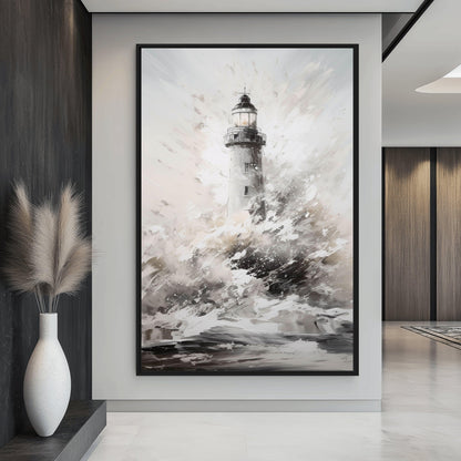 Lighthouse Nautical Art Framed Canvas