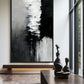 Black White Abstract Art Framed Canvas