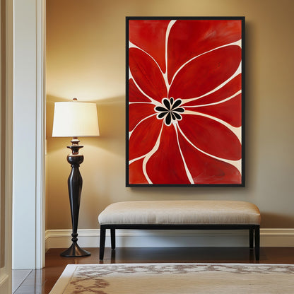 Red Flower Minimalist Art Framed Canvas - PaintFu