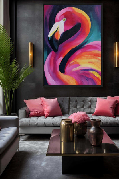 Flamingo Fine Art Framed Canvas - PaintFu