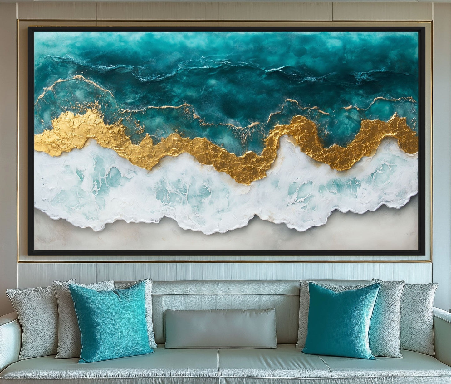Ocean Arial View Modern Art Framed Canvas