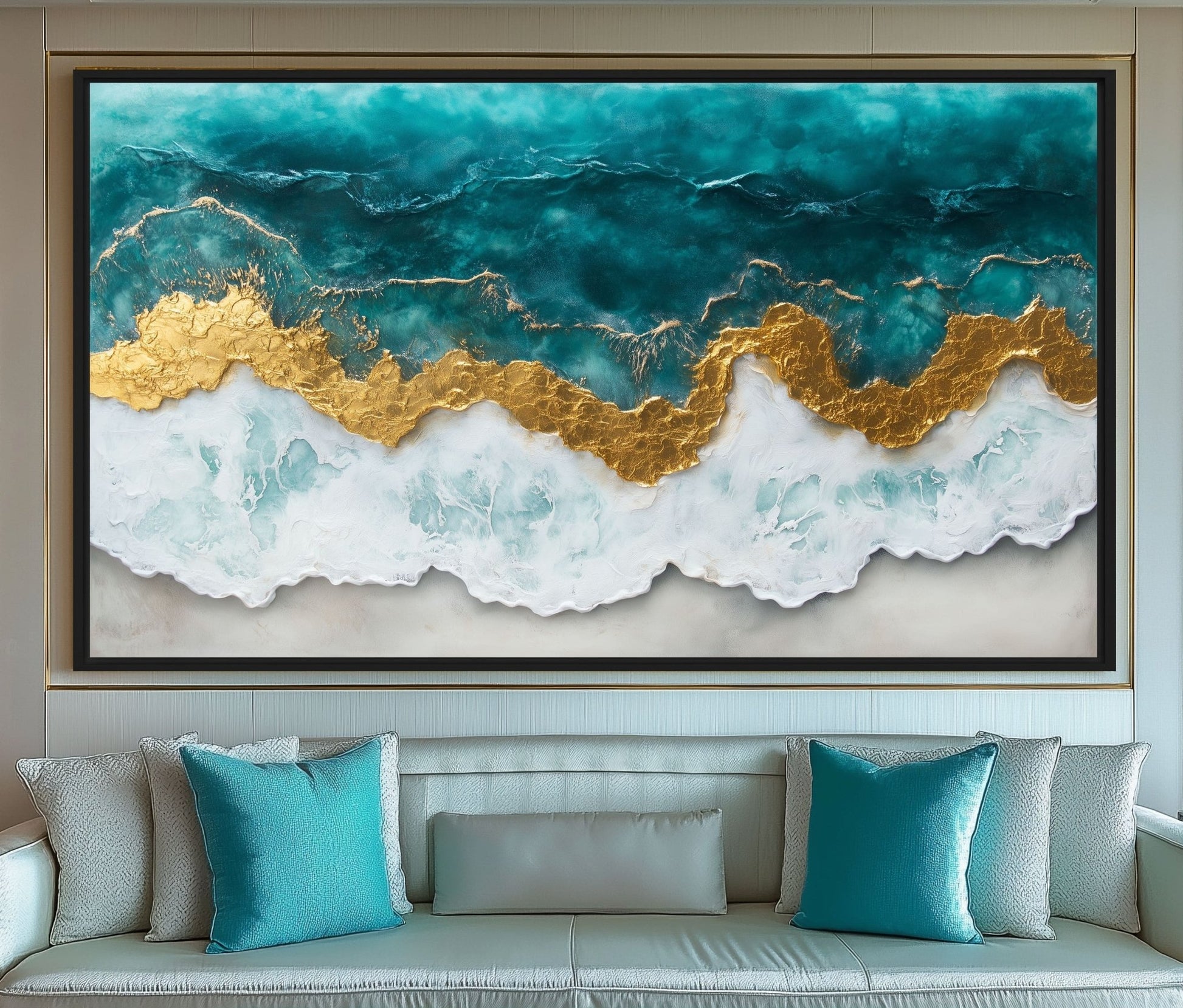 Ocean Arial View Modern Art Framed Canvas