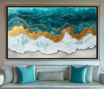 Ocean Arial View Modern Art Framed Canvas