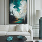 Teal & Gold Abstract Landscape Framed Canvas