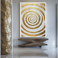 Gold & White Spiral Modern Art Framed Canvas