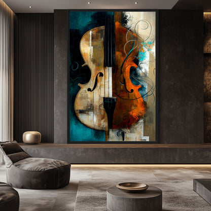 Violin Music Art Framed Canvas