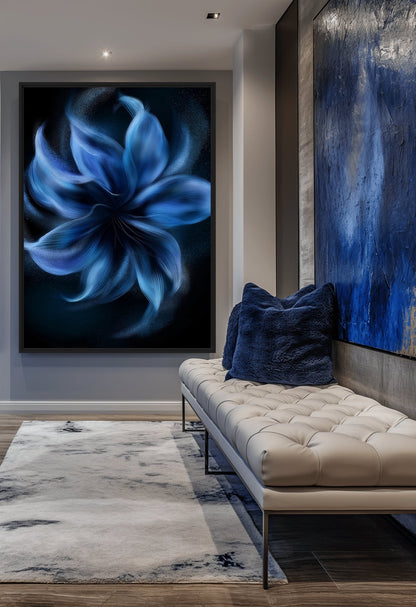 Blue Flower Minimalist Art Digital Print